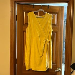 Yellow Faux Wrap Dress